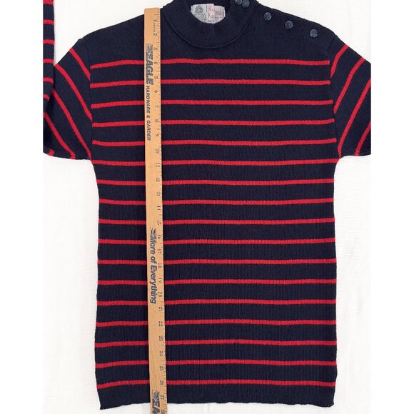 Vintage Rutland Knitwear Navy and Red Stripe British Wool Sweater Size 40/42 - Picture 10 of 12